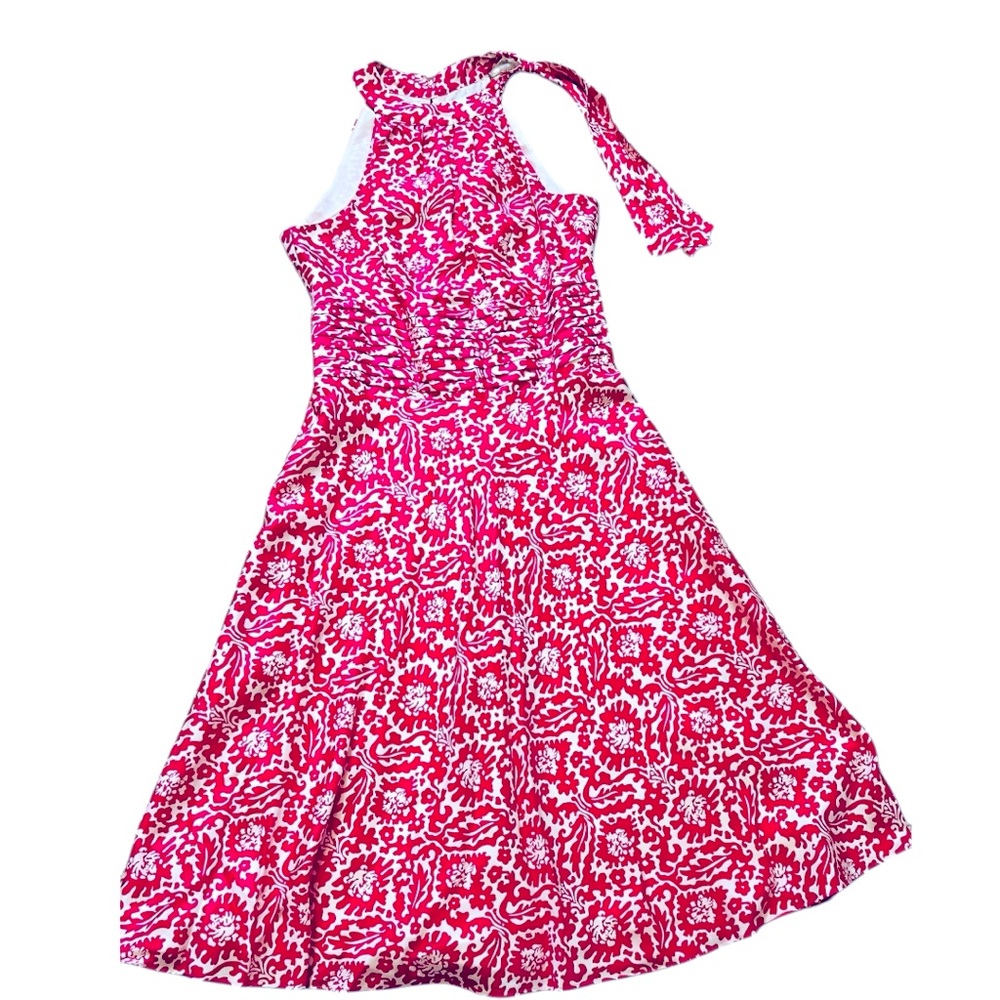 Lilly Pulitzer Tracey Cocktail Pink Silk Midi Sleeveless dress Pink White size 2
